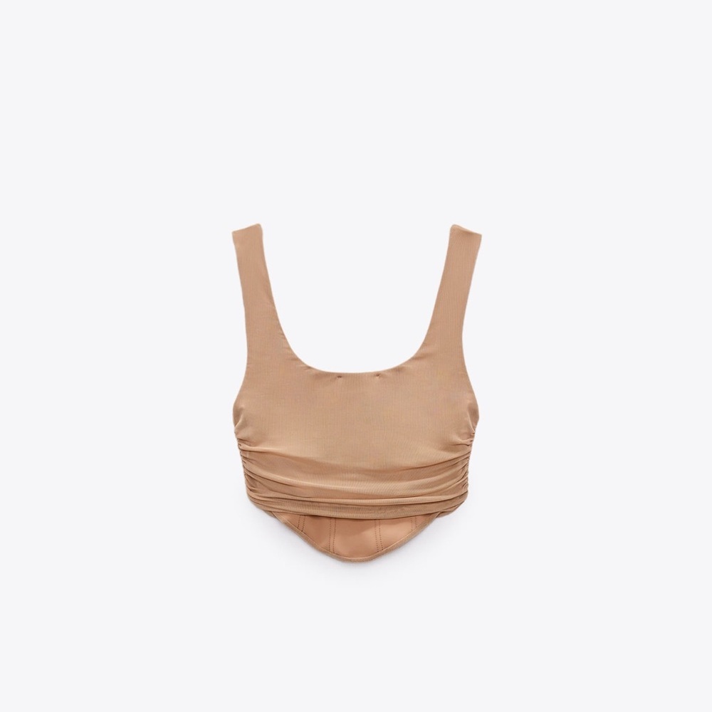 Zara Tulle Coset Top XS Beige-Pink - Picture 4 of 7